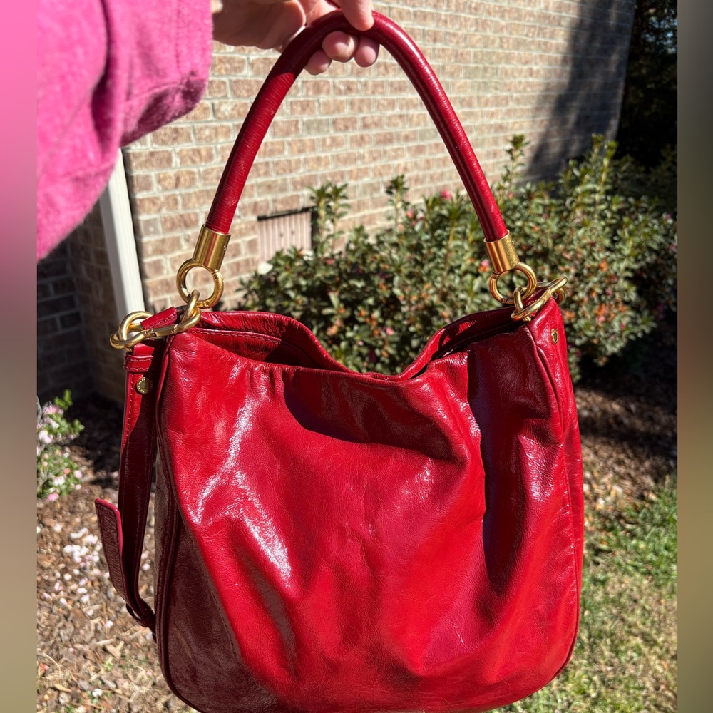 Marc by Marc Jacobs Red Leather Hobo Bag with Gold Hardware